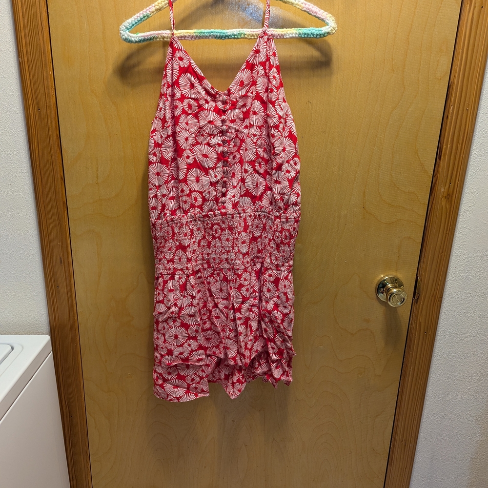 LOFT Red and White Floral Dress